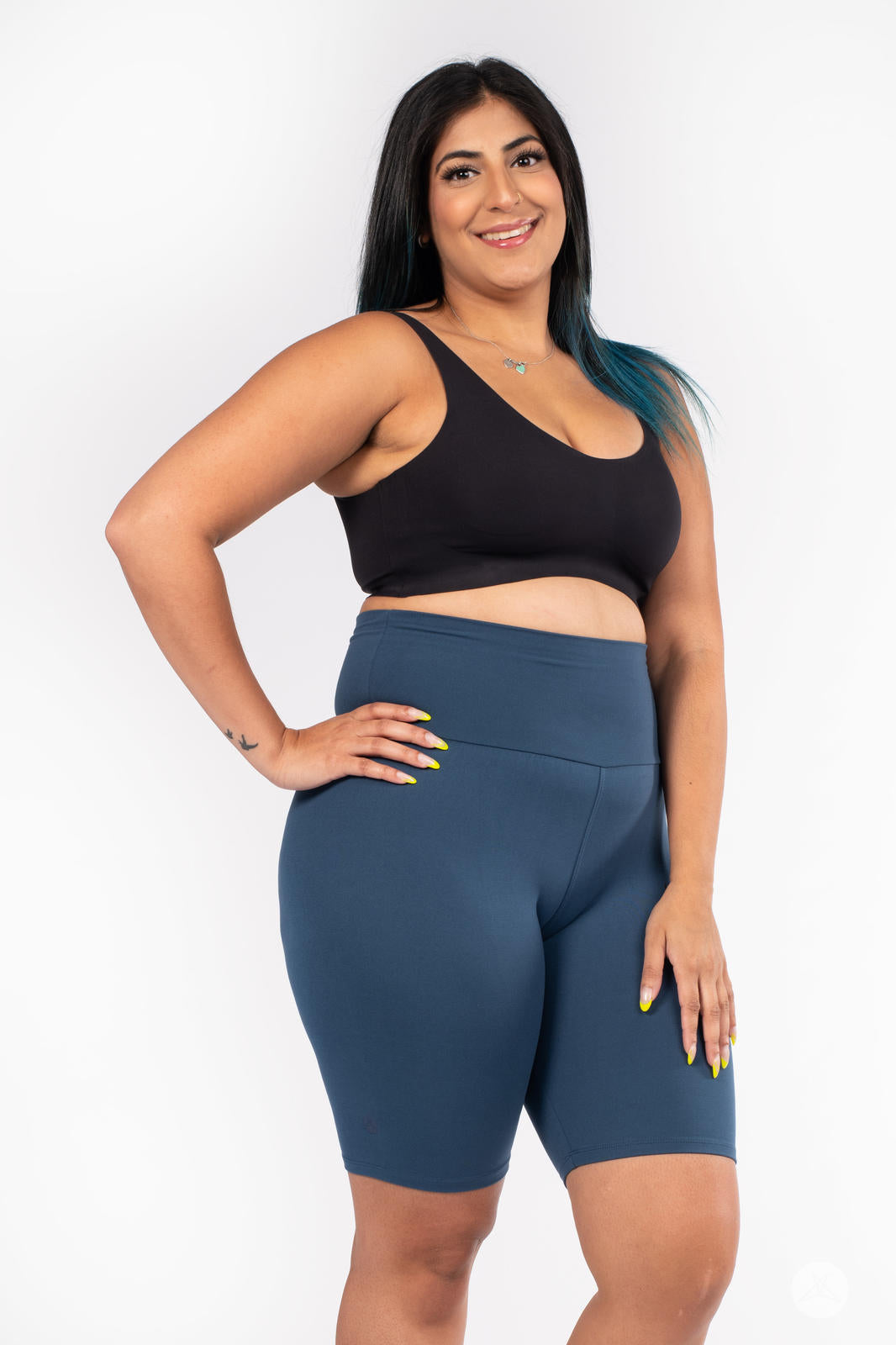 Solid High-Waisted Biker Shorts