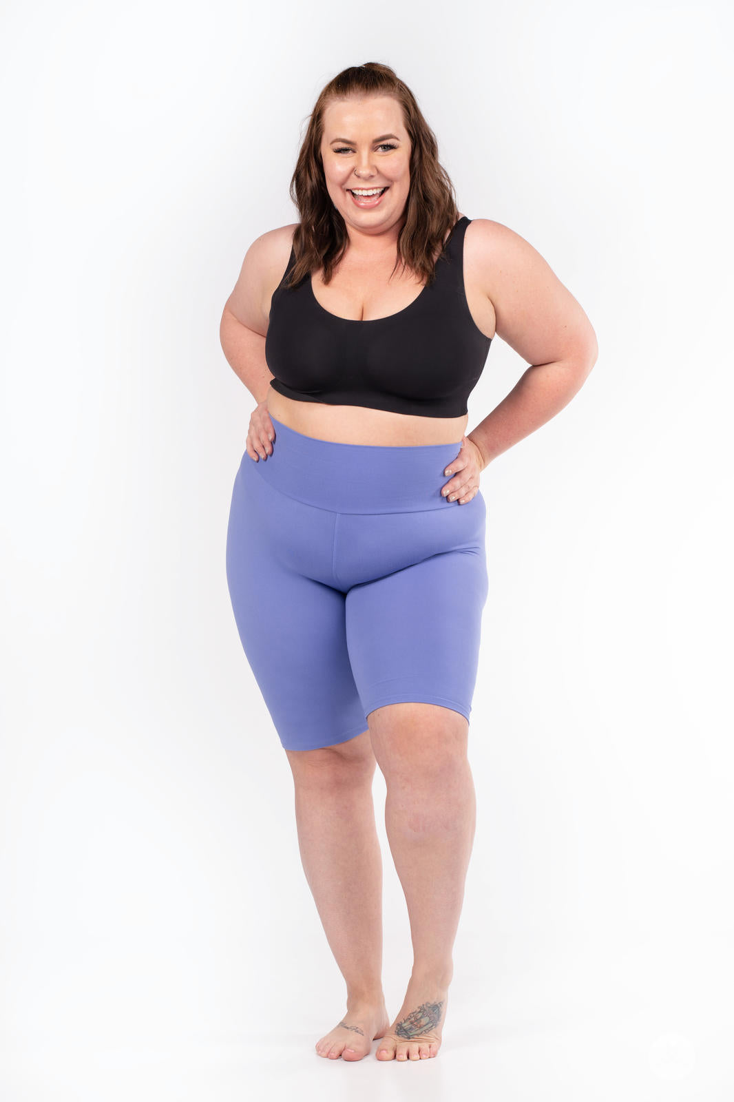 Solid High-Waisted Biker Shorts