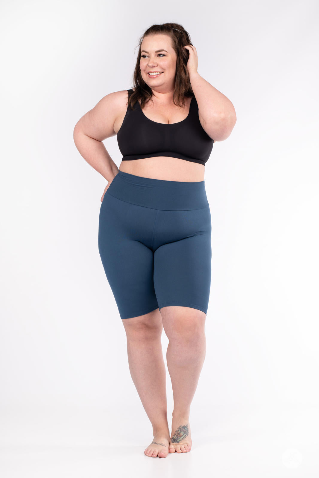 Solid High-Waisted Biker Shorts