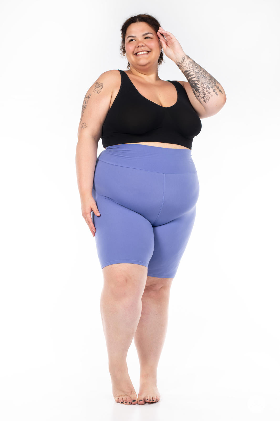 Solid High-Waisted Biker Shorts