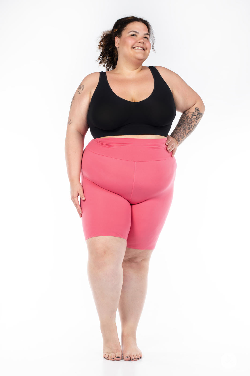 Solid High-Waisted Biker Shorts