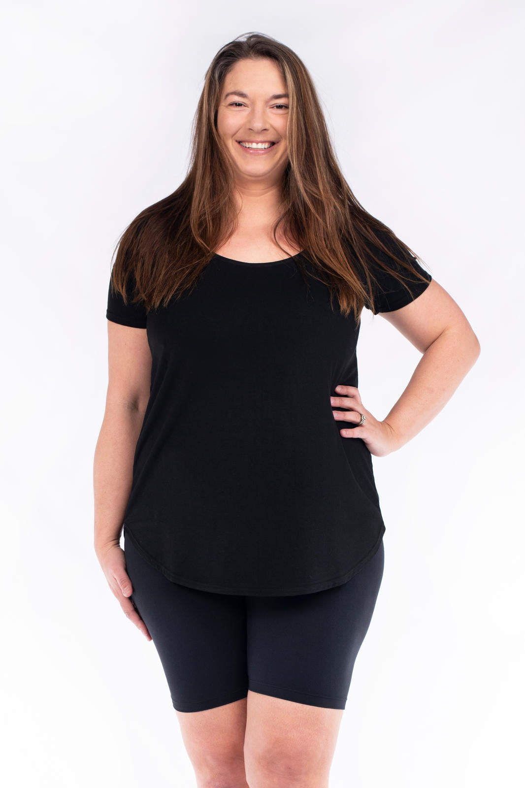 SweetLegs Black Biker Shorts with a signature fit cropped above the knee for stylish summer comfort and layering