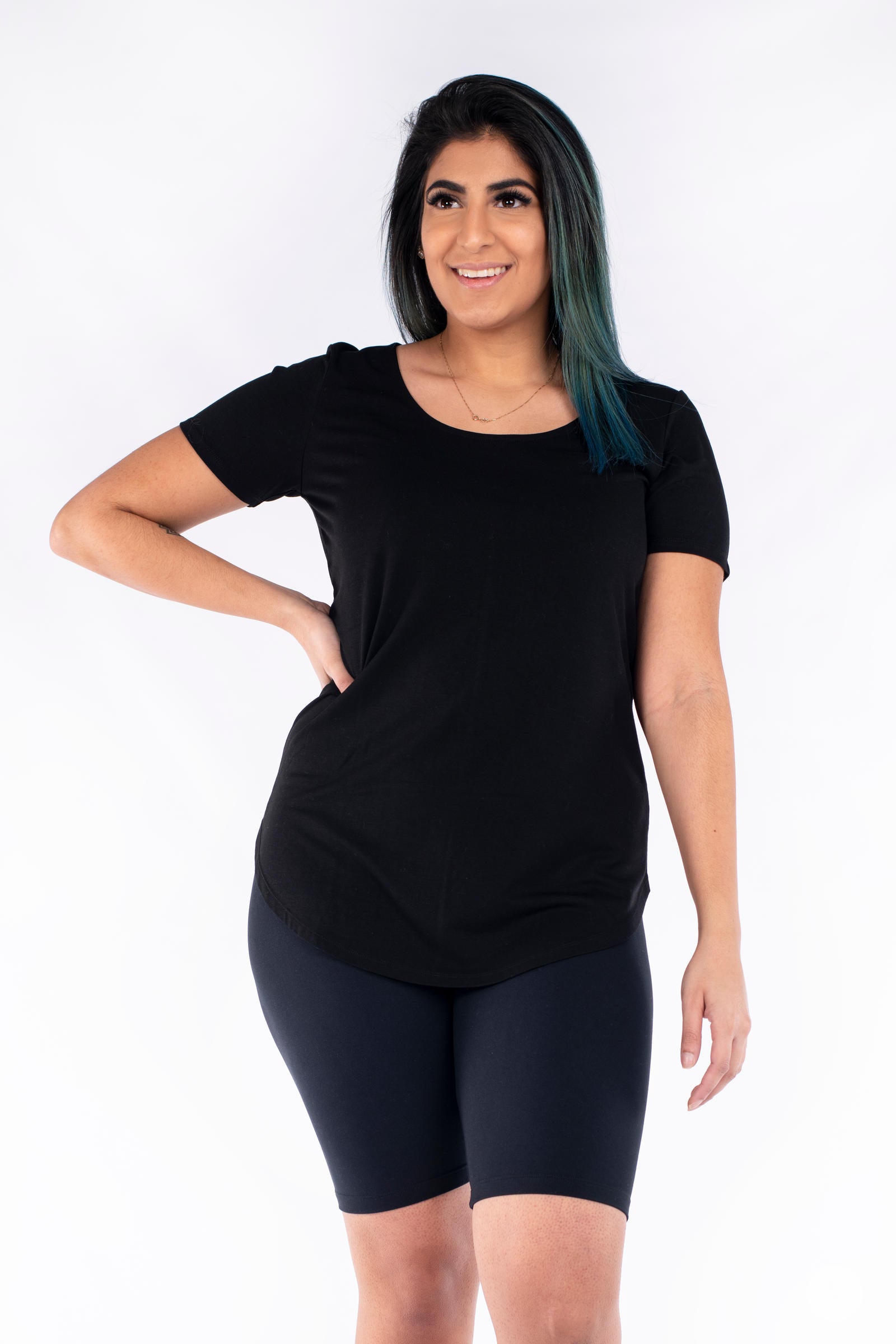 SweetLegs Black Biker Shorts with a cropped fit above the knee for warm weather comfort and everyday versatility