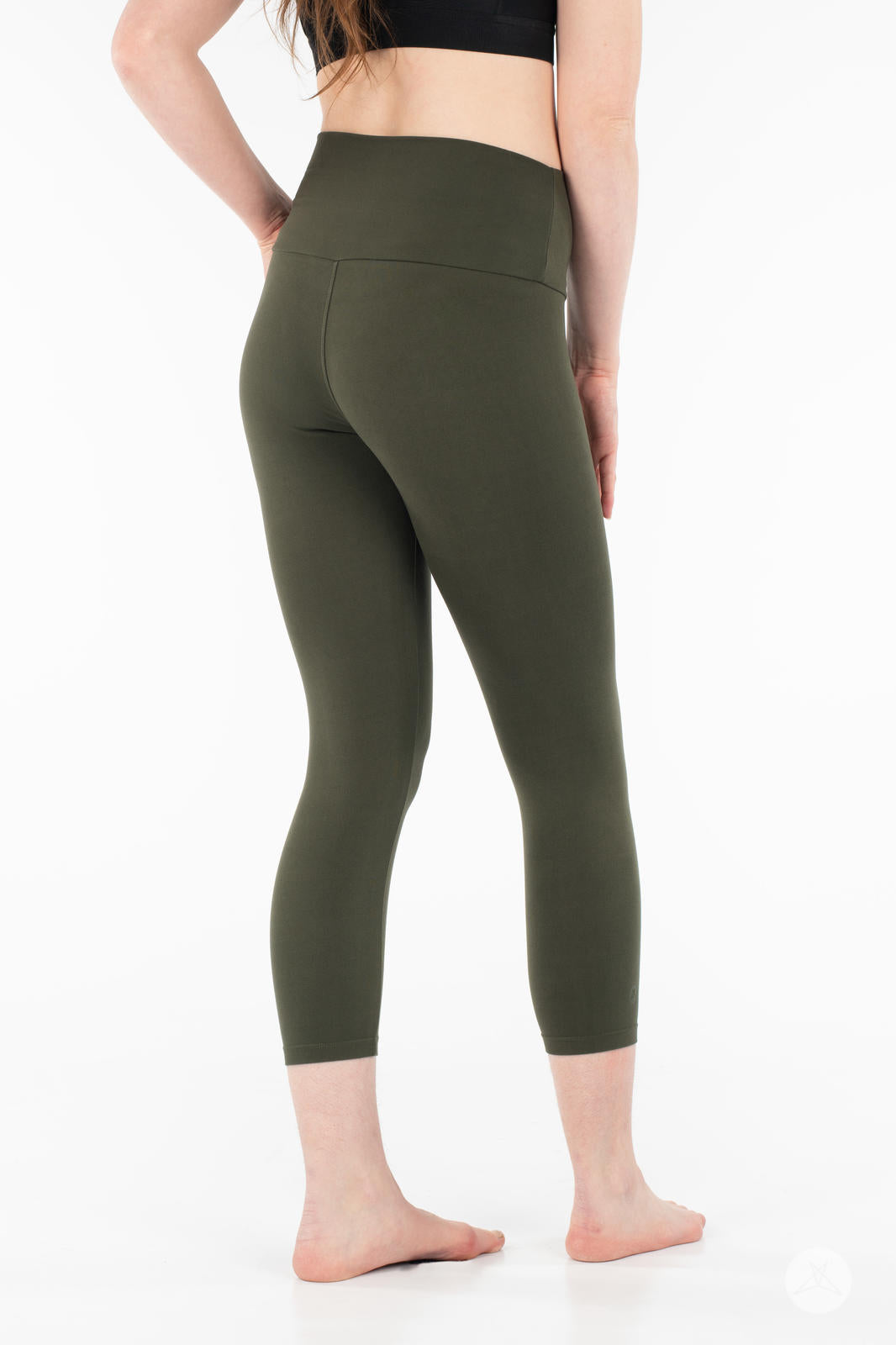 Olive Wide Waistband Crops