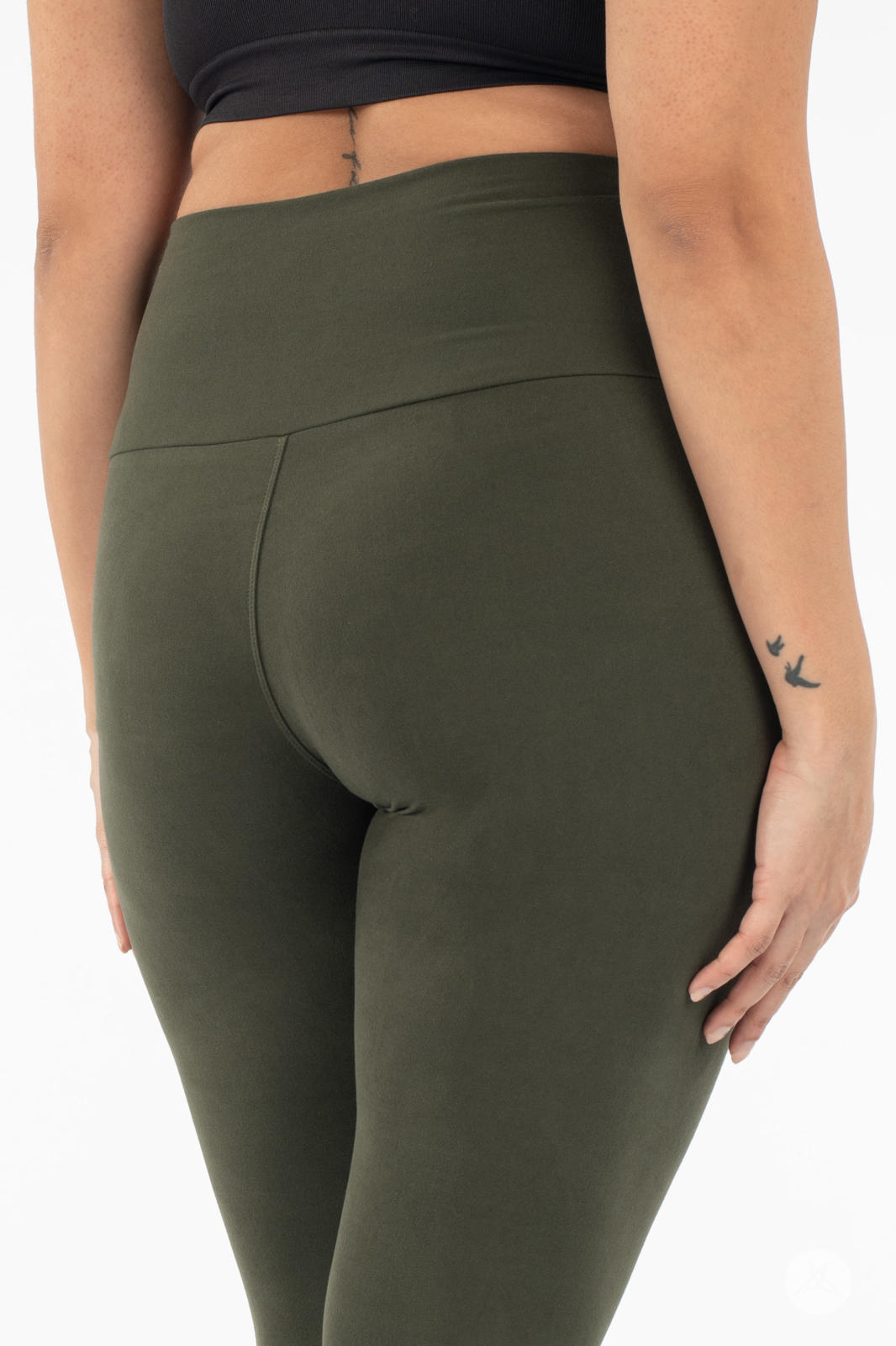 Olive Wide Waistband Crops