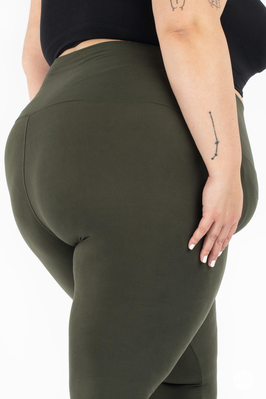 Olive Wide Waistband Crops