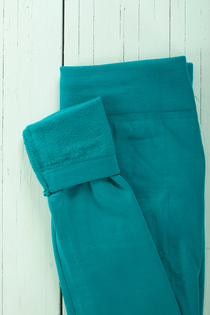 Dark Turquoise Fleece leggings - SweetLegs