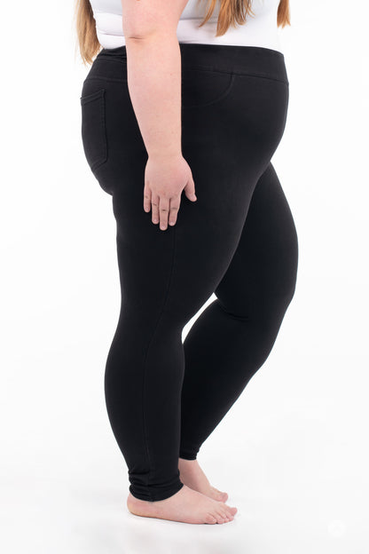 Denim High-Waisted Pocket Leggings