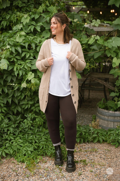 Button-Up Knit Cardigan - Women's Tops