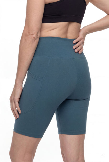 Deep Teal High-Waisted Pocket Biker Shorts