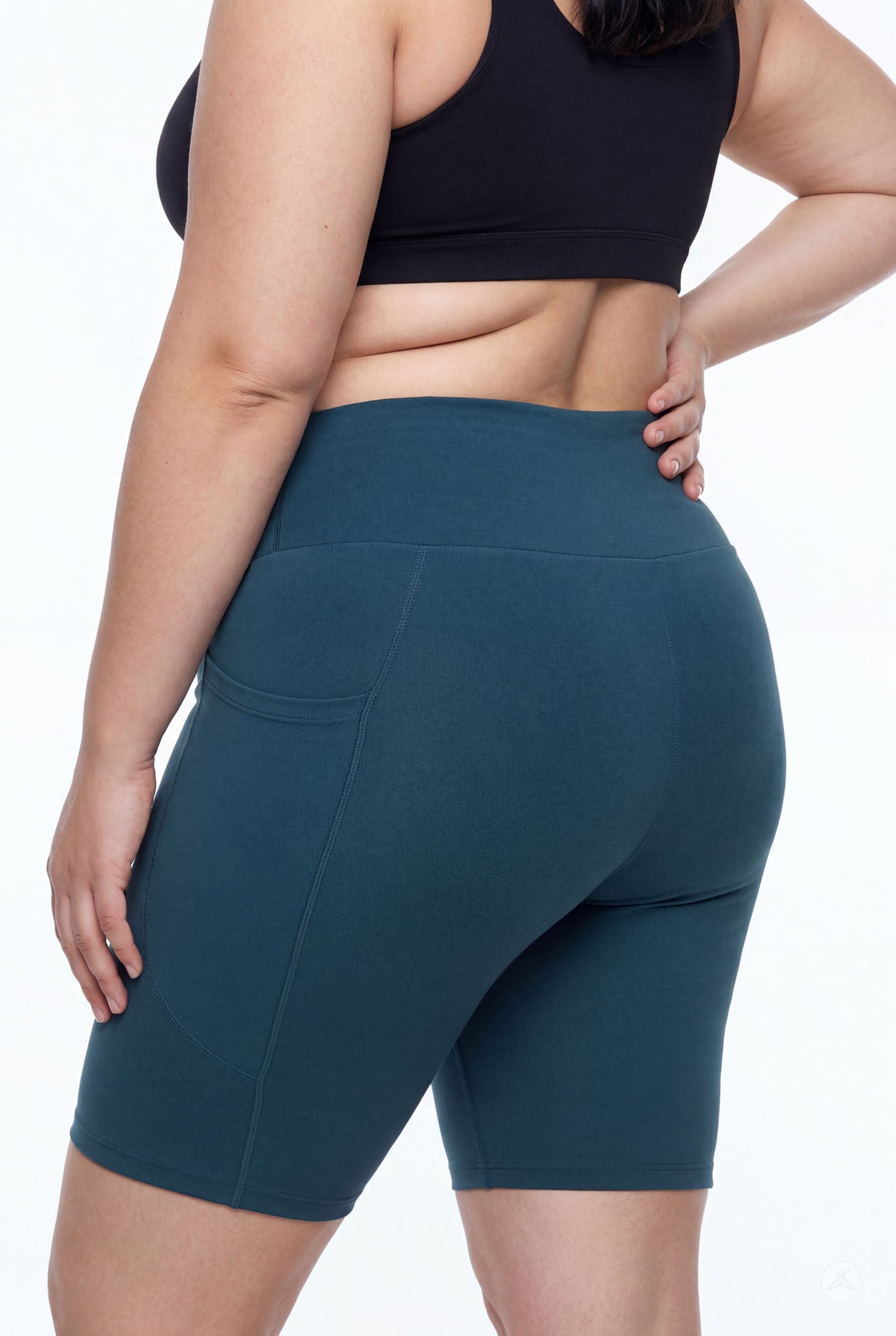 Deep Teal High-Waisted Pocket Biker Shorts