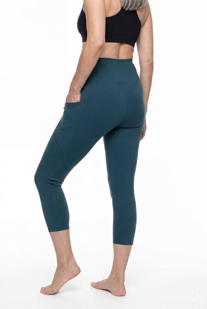 Deep Teal High-Waisted Pocket Crops