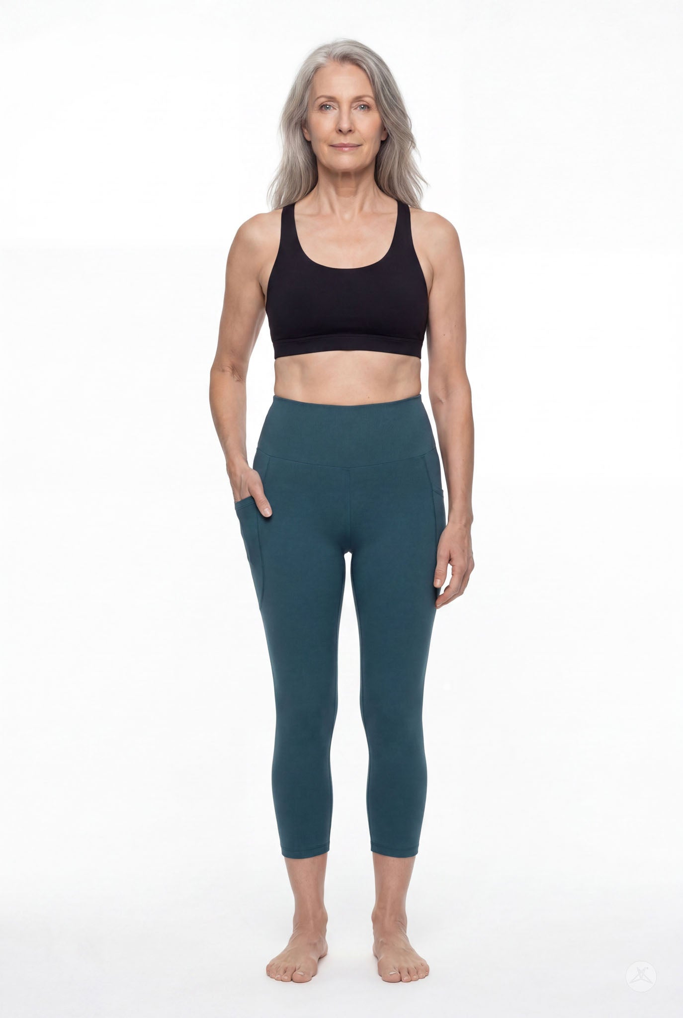 Deep Teal High-Waisted Pocket Crops