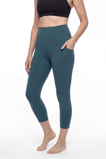 Deep Teal High-Waisted Pocket Crops