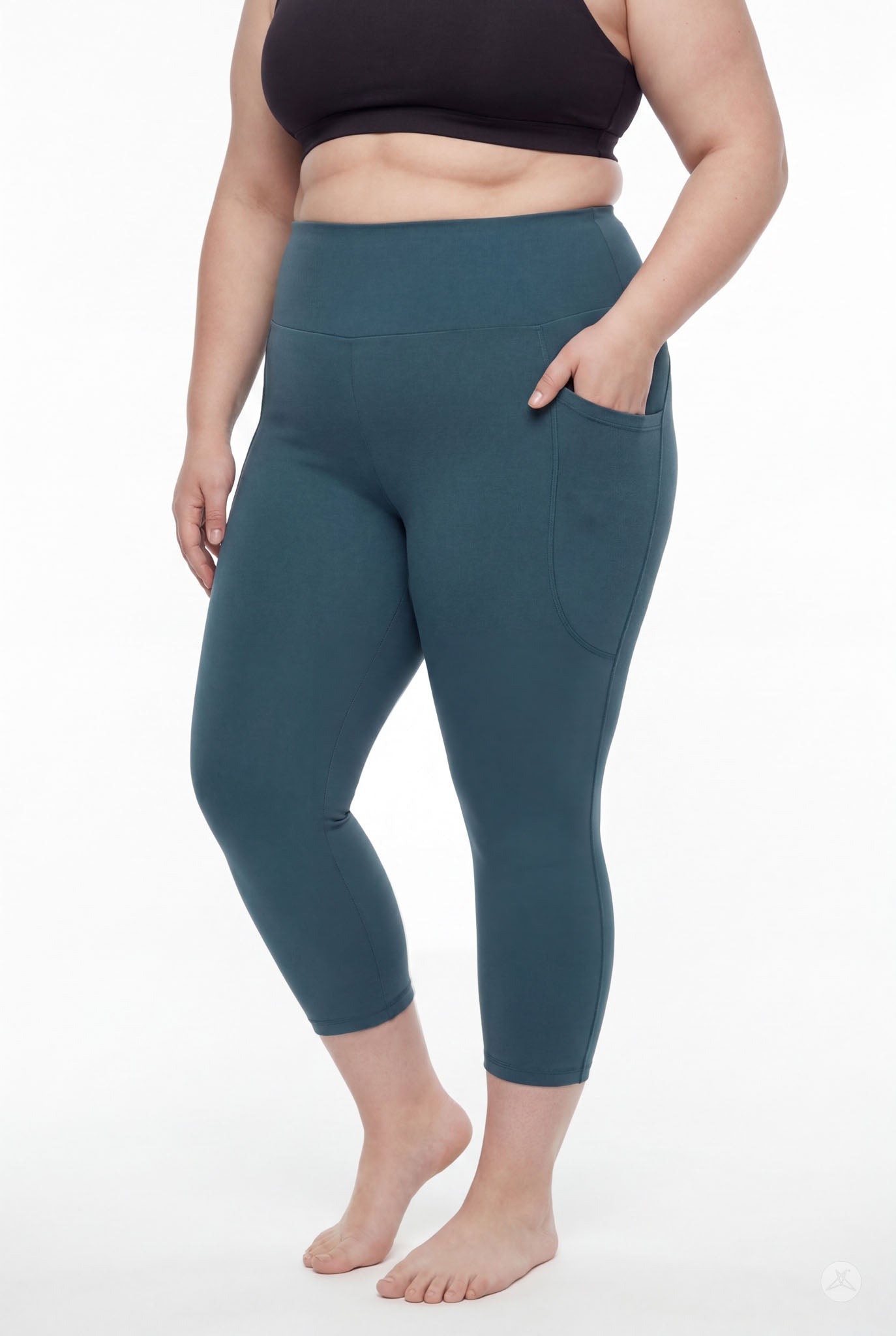 Deep Teal High-Waisted Pocket Crops