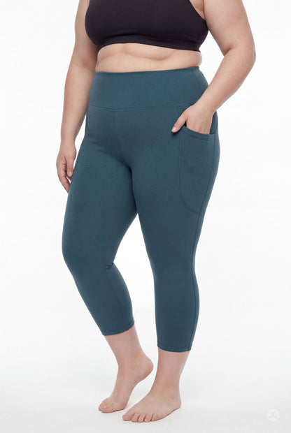 Deep Teal High-Waisted Pocket Crops