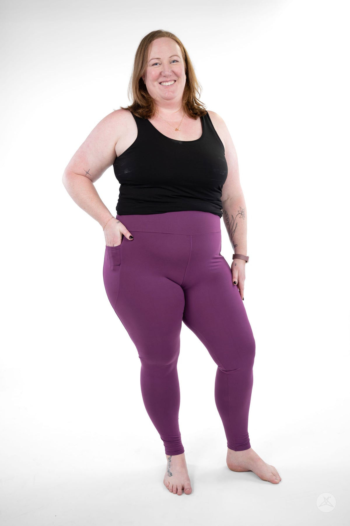 Deep Plum High-Waisted Pocket Leggings