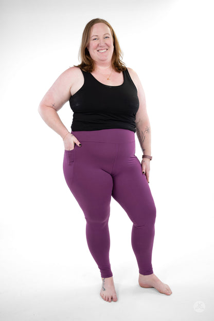 Deep Plum High-Waisted Pocket Leggings