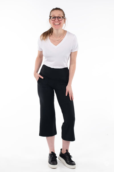High-Waist Wide Leg Crops - Classic Black Essentials