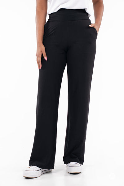 High-Waist Wide Leg Pants - Pocket Leggings + Crops