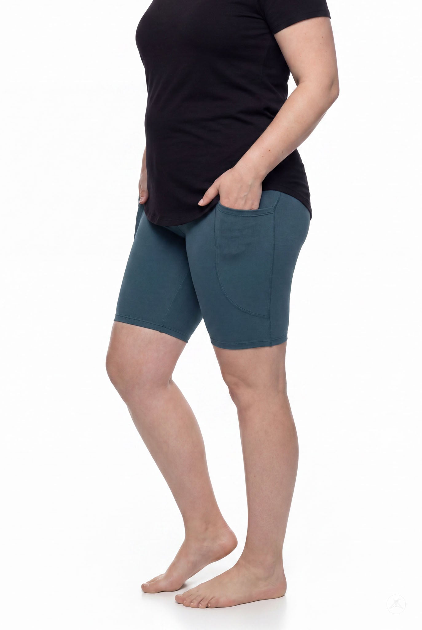 Deep Teal Pocket Biker Shorts