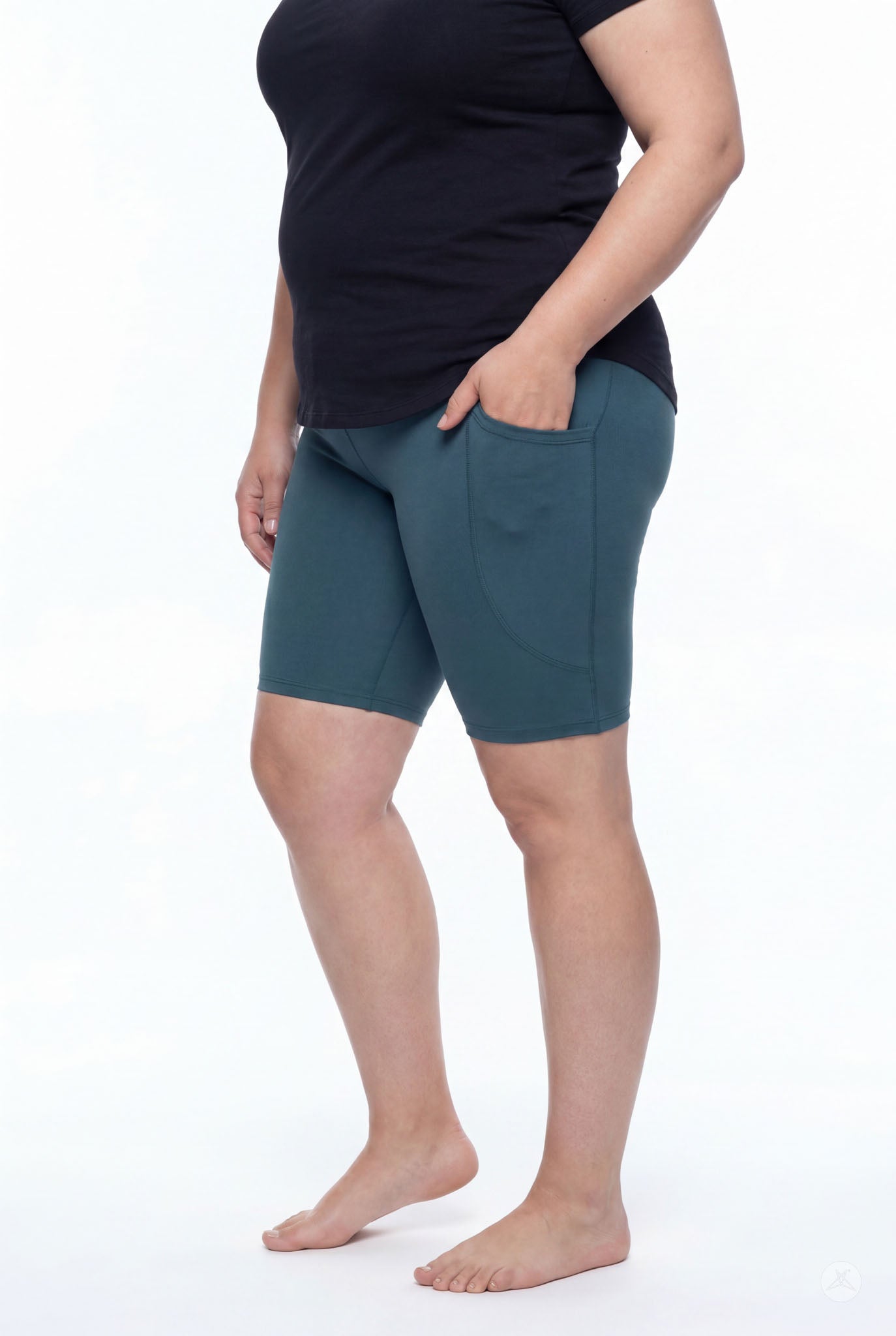 Deep Teal Pocket Biker Shorts