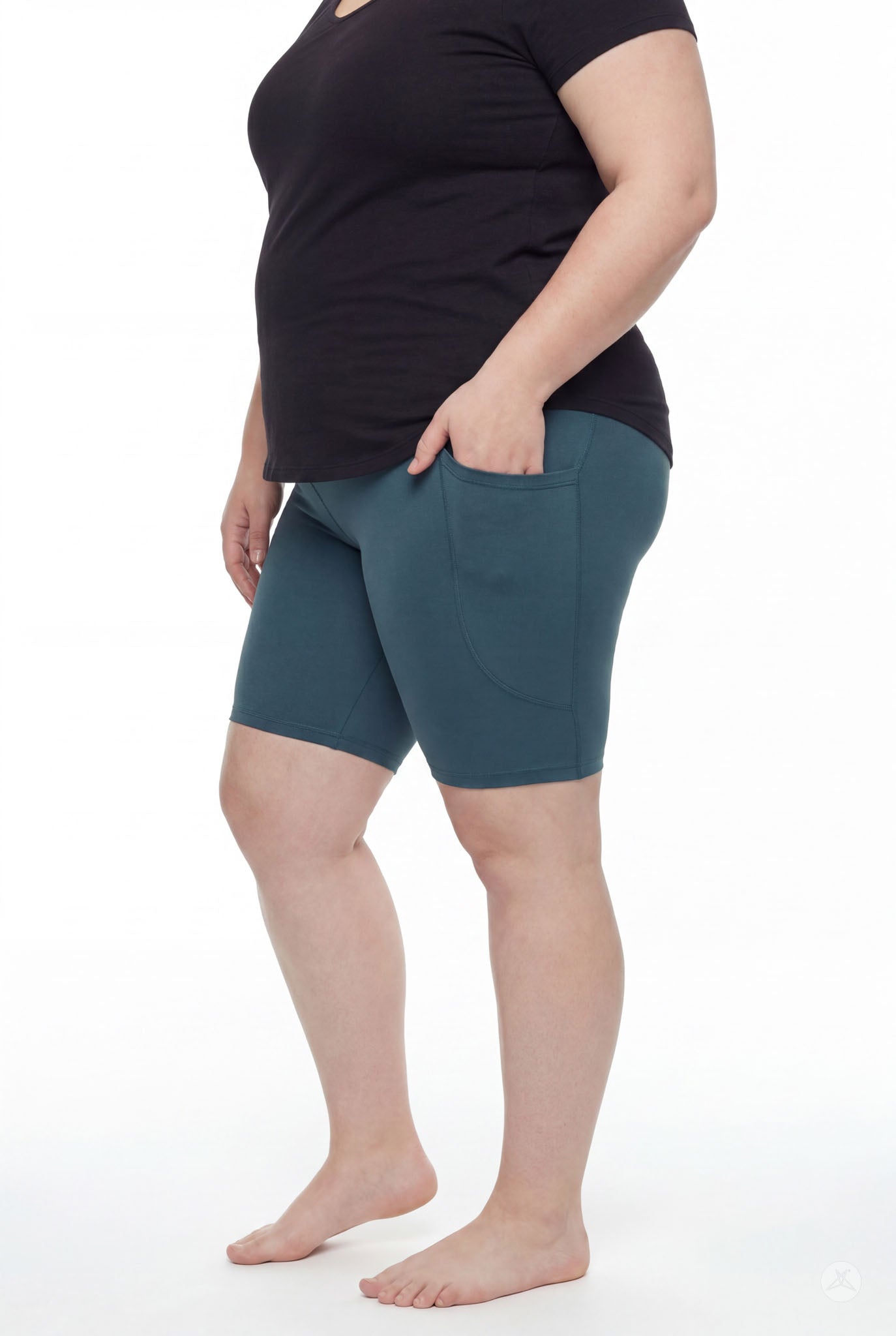 Deep Teal Pocket Biker Shorts