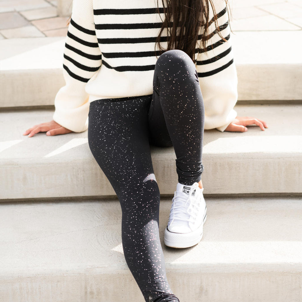 Black Sparkly Leggings Girls Sparkly Leggings Kids Silver Sparkle