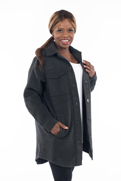 Oversized Button Up Shacket - 