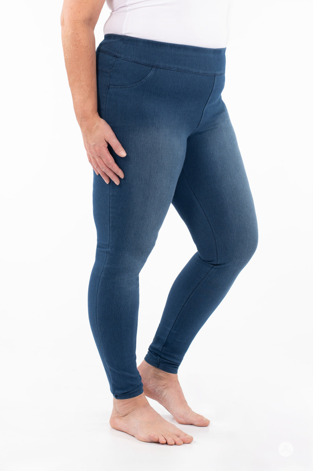 Denim High-Waisted Pocket Leggings