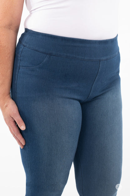 Denim High-Waisted Pocket Leggings
