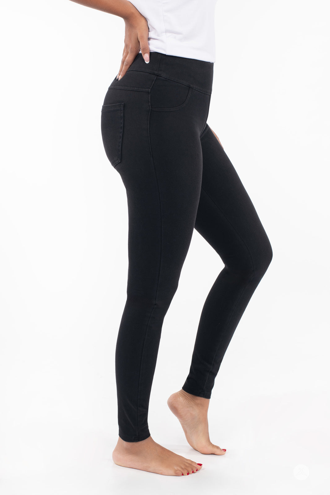 Denim High-Waisted Pocket Leggings