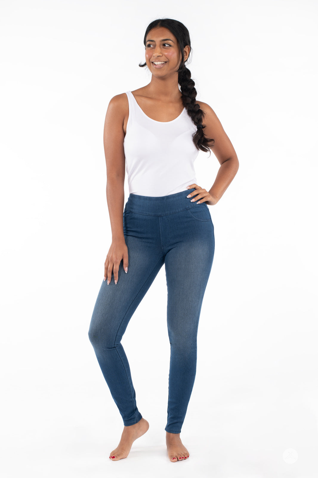 Denim High-Waisted Pocket Leggings