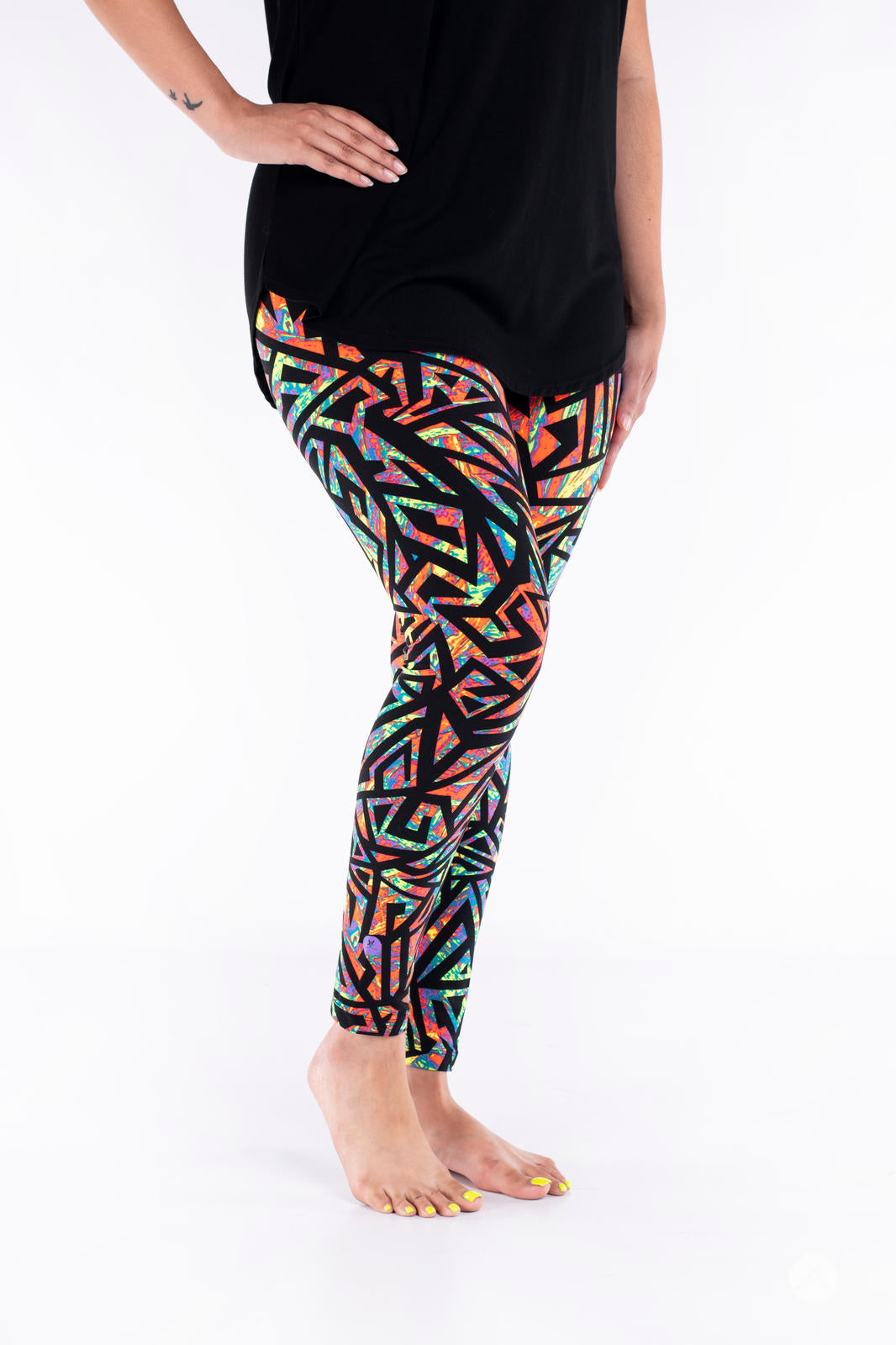 Bright and Bold Geometric Design Workout Leggings