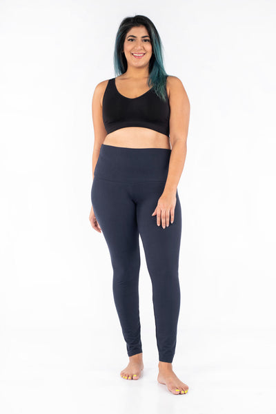 Navy Wide Waistband Leggings - 