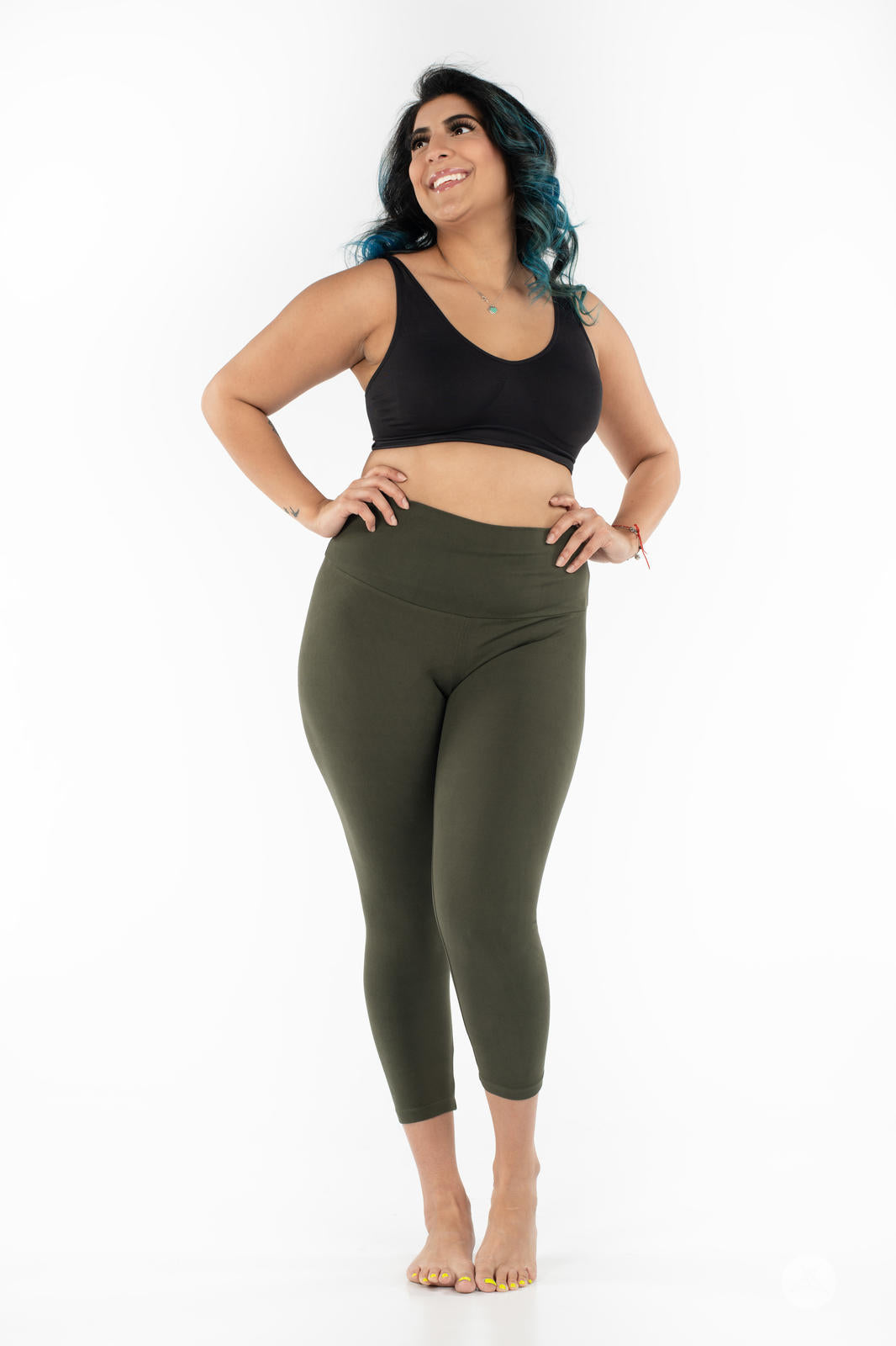 Olive Wide Waistband Crops– Canada