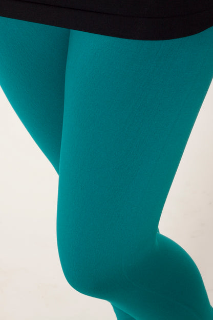 Dark Turquoise Fleece leggings - SweetLegs
